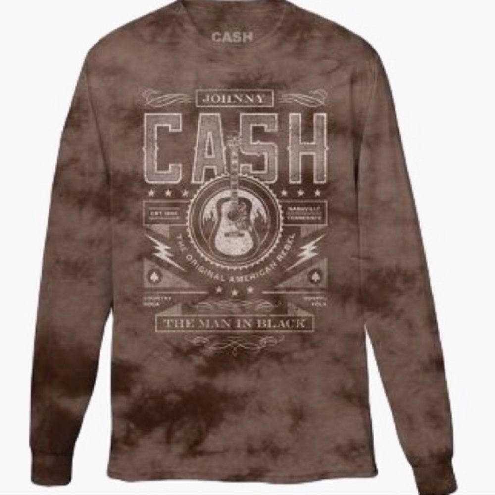 NWT Johnny Cash Long Sleeve Graphic T-Shirt The Man In Black